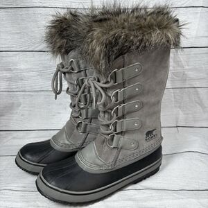 Sorel Womens Sz 11 Joan of Arctic Winter Boots Leather Faux Fur Lined NL3481-052